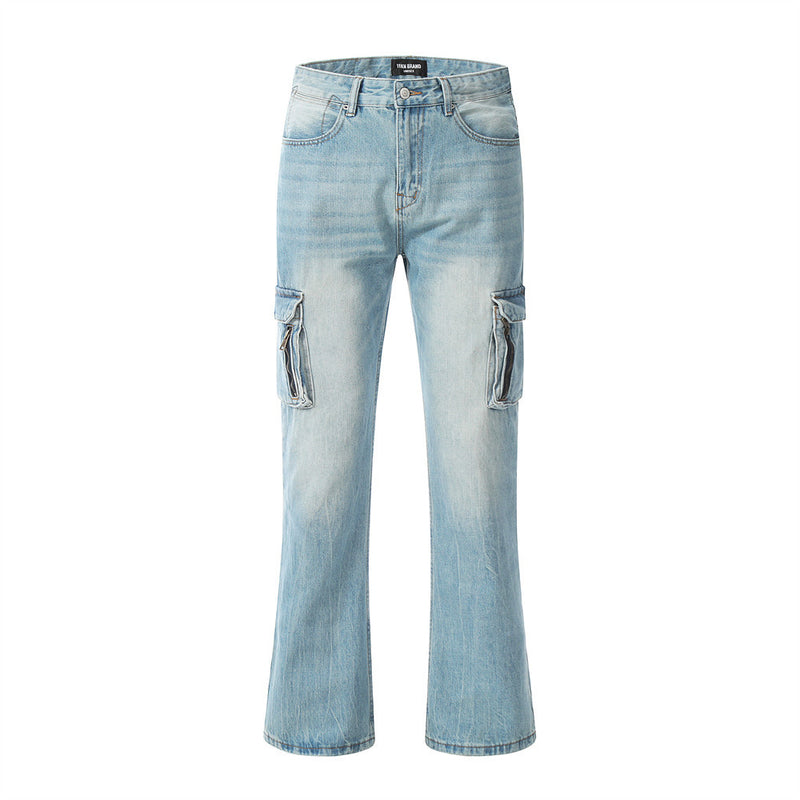 Men Jeans Multi-Pocket Cargo Pants Hip Hop Loose