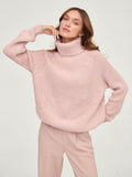 Women Work Business Casual Sweats Knitted Loose Turtleneck Thick Sweater