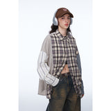 Unisex Shirt Stitching Loose Casual Plaid Stripes