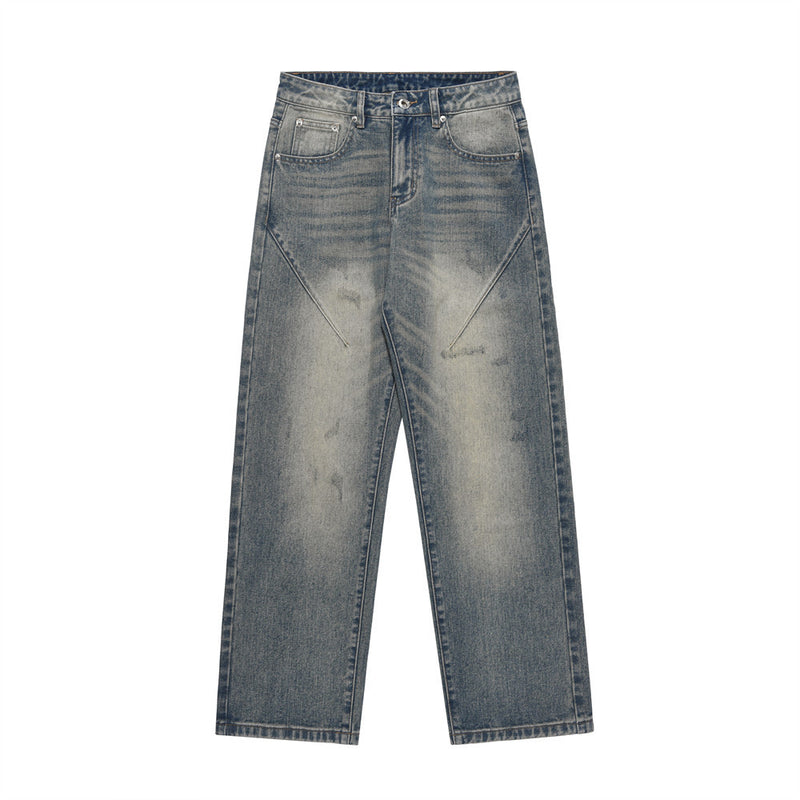 Men Jeans Retro White Loose Distressed