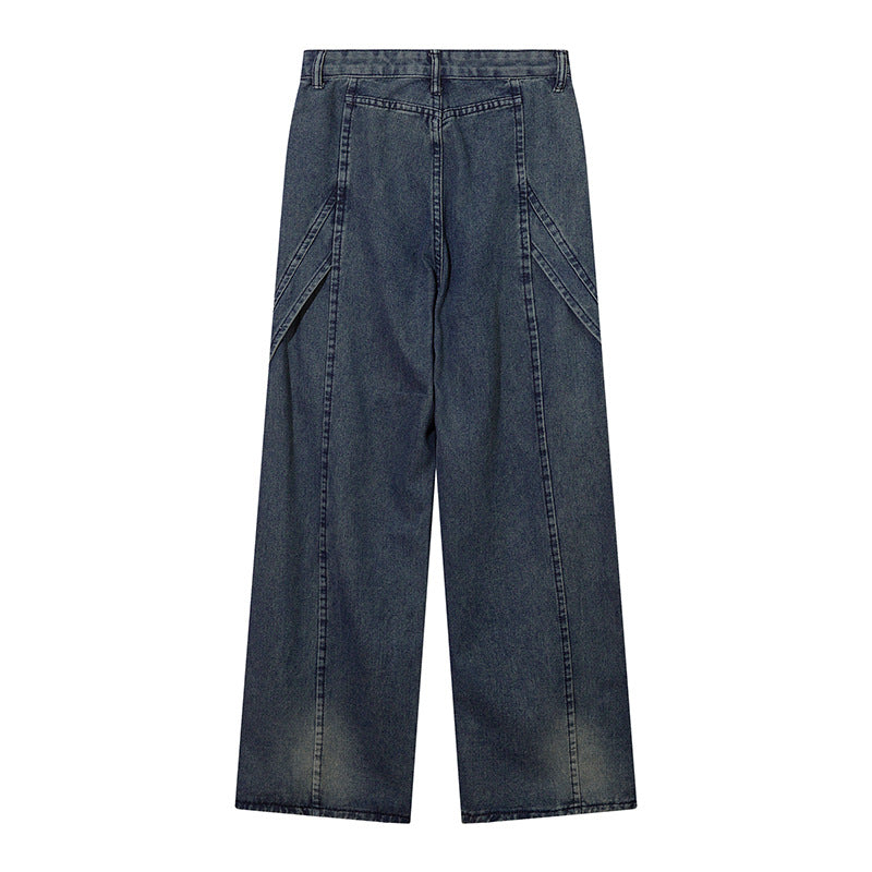 Men Jeans Loose Punk Stitching