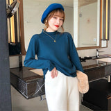 Women Pullover Sweater Loose Solid Color Sweater