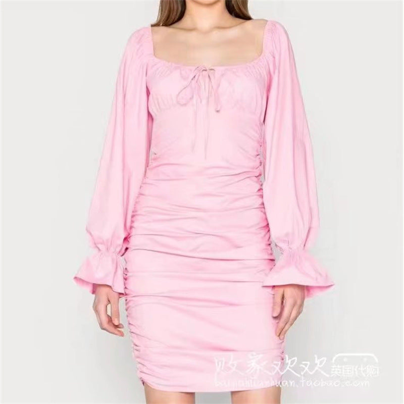 Women Dresses Sexy Lacing Pleated Jumpsuit Skirt