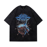 Men T-shirt Cartoon Animation Printing Distressed Oversize