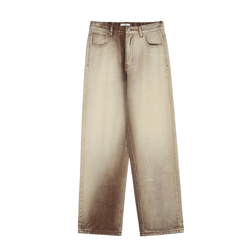 Men Jeans Gradient Color Trousers Loose Casual