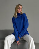 Women Work Business Casual Sweaters Loose High Collar Knitwear