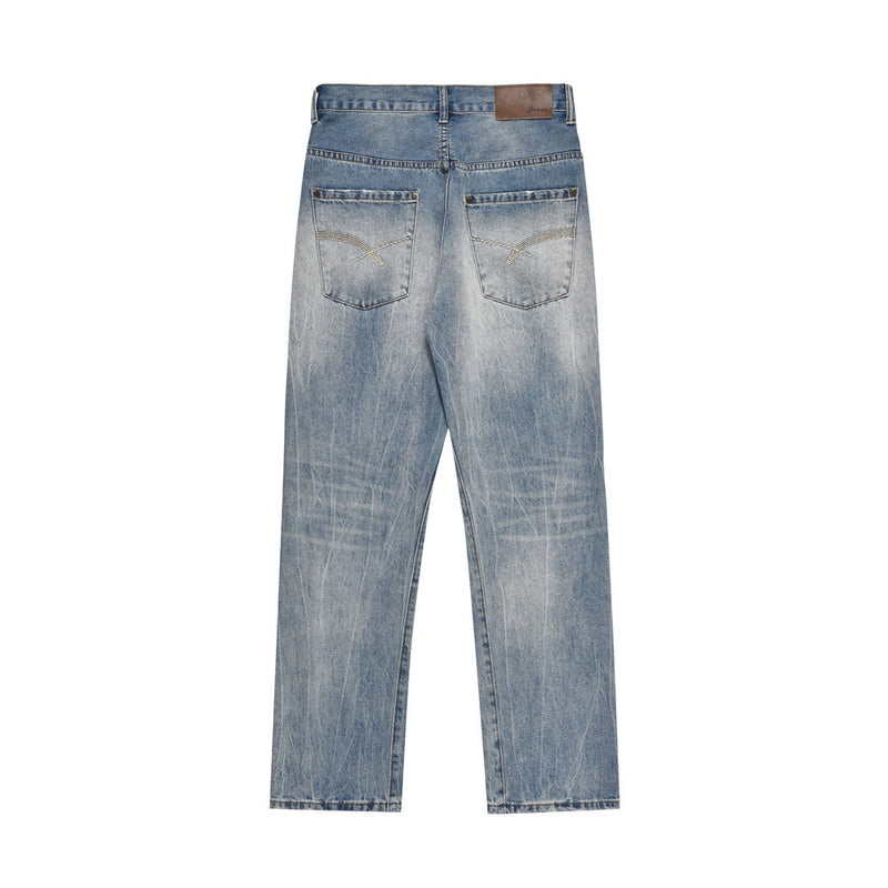 Men Jeans Distressed Loose All-Match Retro Worn