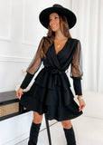 Valentine's Day Dress Spring Stitching Mesh Sleeve Long Sleeve Dress