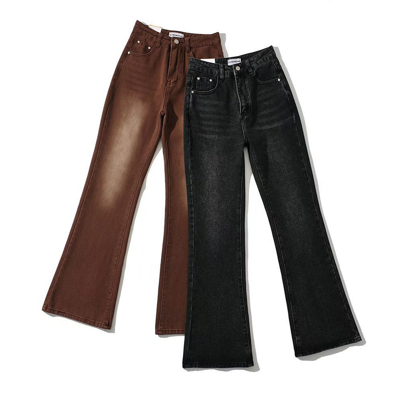 Women Jeans Distressed Slim Fit Bell-Bottom Pants
