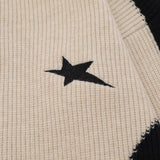 Men Sweater Half Zipped Stand Collar Sweater Five-Pointed Star