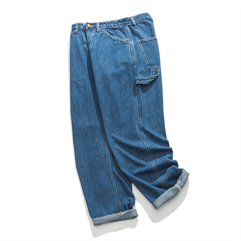 Men Jeans Retro Workwear Loose Leisure Sports