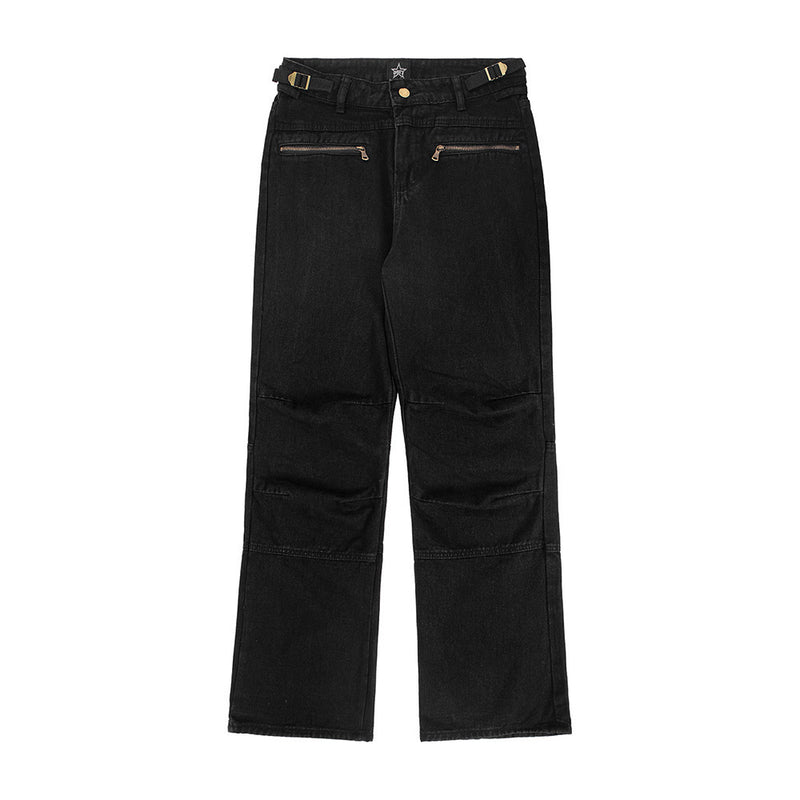 Men Jeans Personalized Design Stitching Zipper Pocket Loose