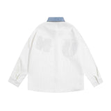 Men Long Sleeved T Shirt Embroidered Letter Long Sleeve Shirt Men's Loose Casual Contrast Color Shirt Spring and Autumn