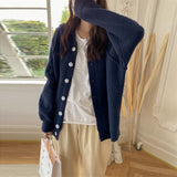 Women Knitted Cardigan Retro Loose Thick Sweater