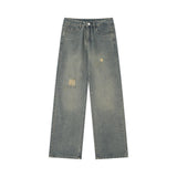 Men Jeans Five-Pointed Star Patch Ripped Leisure Loose