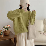 Women Pullover Sweater Retro Gentle Temperament Knitted Thickening