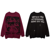 Women Sweater Ripped Knitted Sweater Idle Style