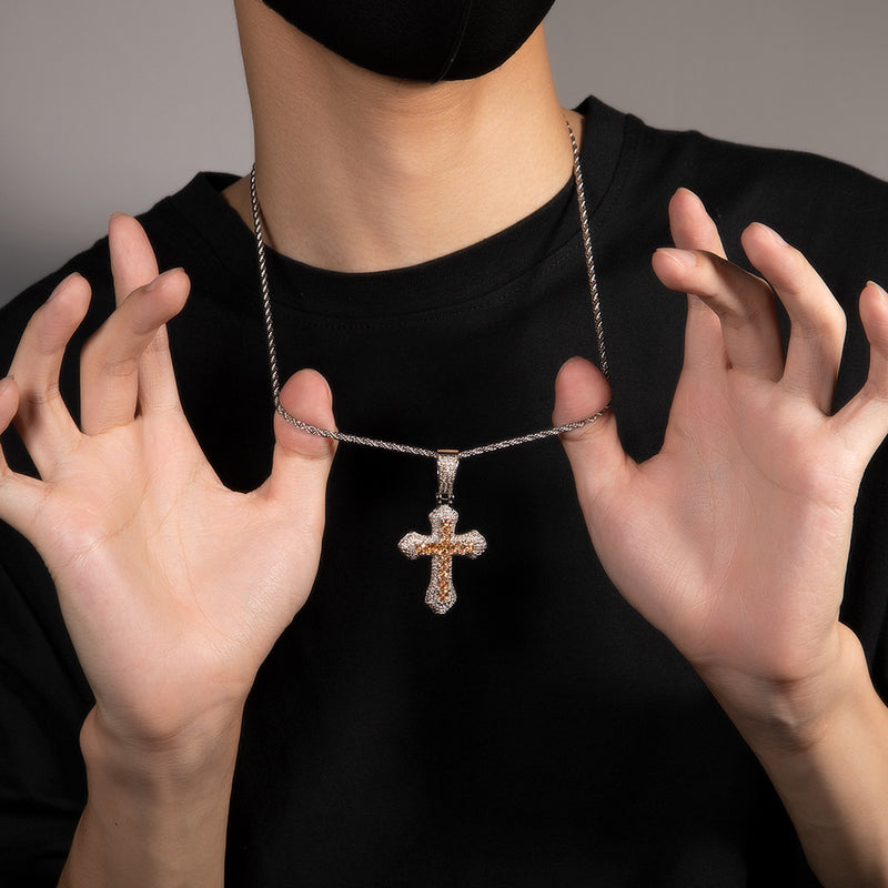 Jewelry Cross Necklace Copper Set Purple Zircon Light Luxury Crosses Spectrum St. Valentine's