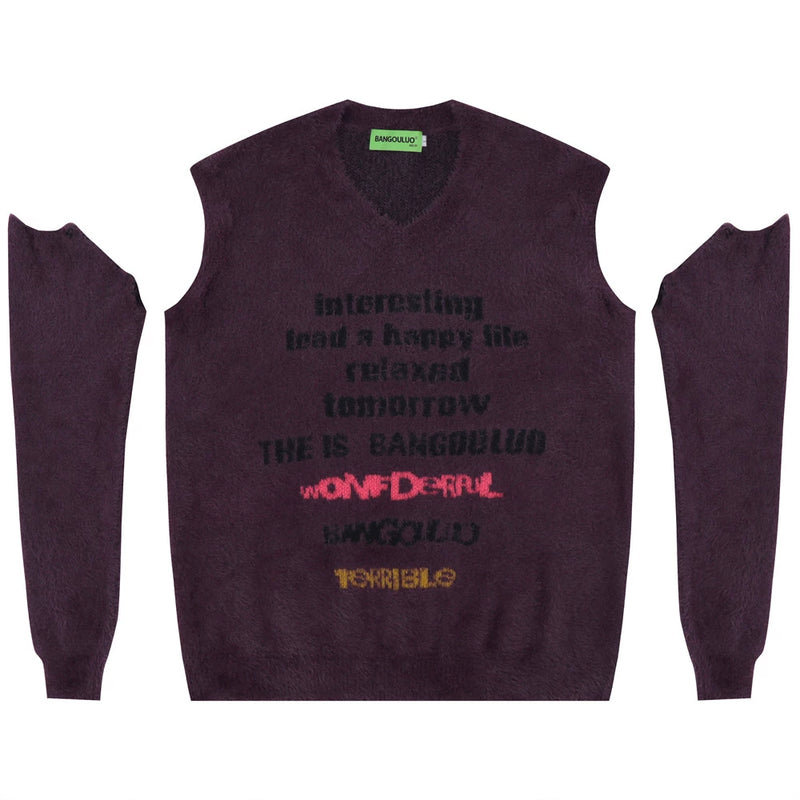 Men Sweater Detachable Sleeves Jacquard and Fleece Lining Sweater