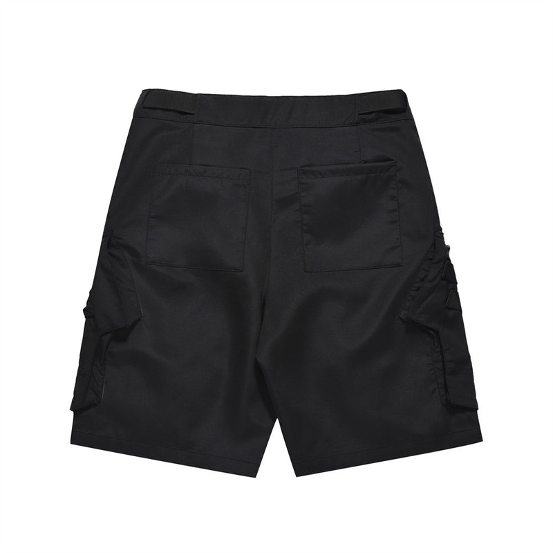 Men Shorts with Belt Tooling Solid Color Loose