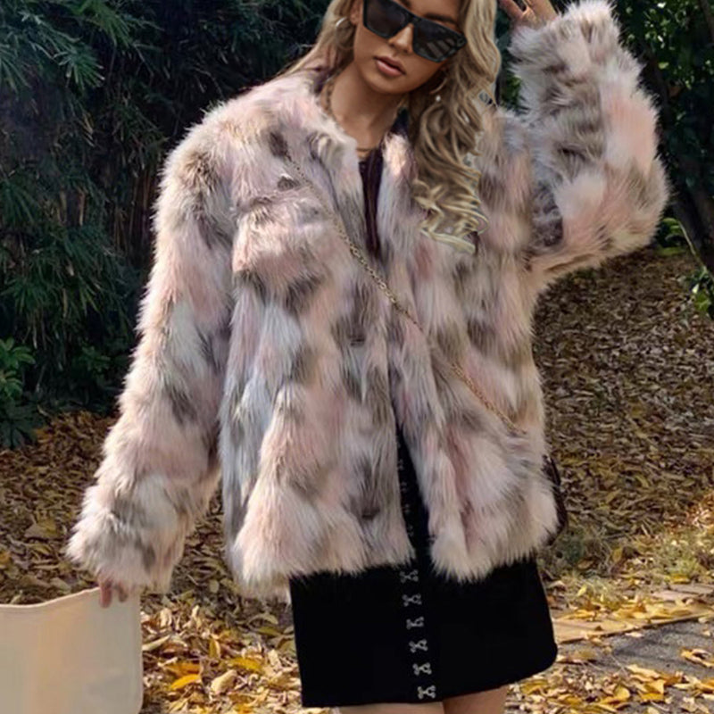 Women Fur Jacket Fox Fur Fleece Jacket