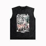 Purple Brand Distressed Tank T Shirts Distressed Sleeveless T-shirt Vest