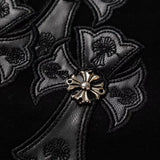 CHH Chrome Hearts T Shirts Heavy Industry Cross Patch Sleeve Sanskrit Rhinestone Hot Fixed Short Sleeve T-shirt