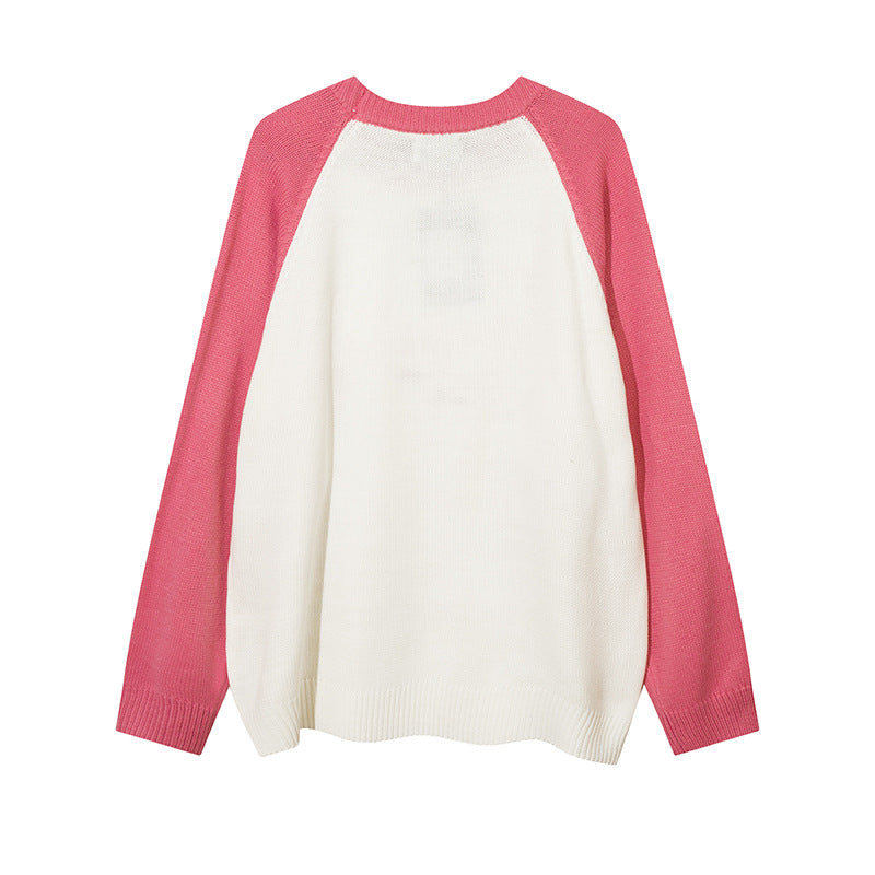 Men Sweater Splicing Plug Embroidered Knitwear