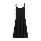 Women Dresses Girly Temperamental Holiday Waist Slimming Sling Dress