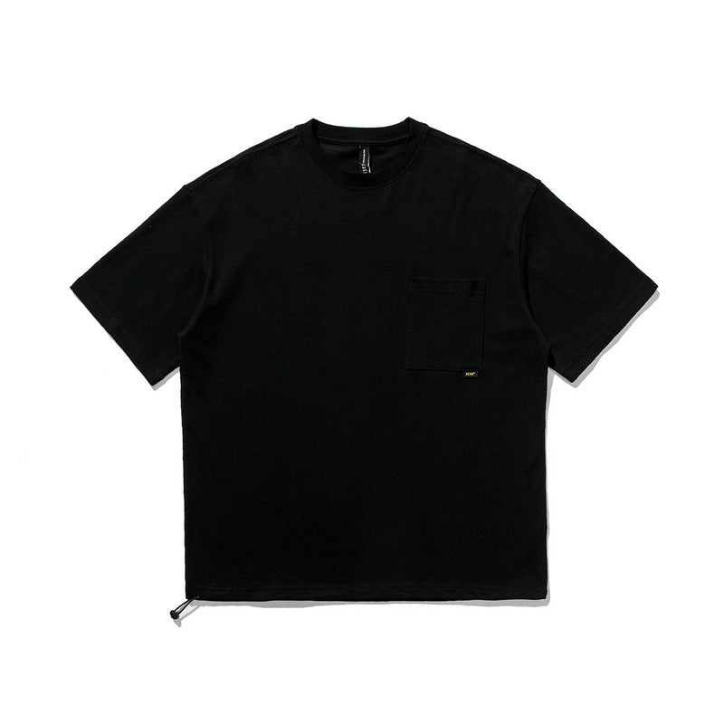 Men T-shirt Solid Color White Pure Cotton Thick