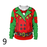 Ugly Christmas Sweater Spoof Sexy Navel Hair Printed round Neck Pullover Couple Sweater