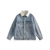 Unisex Coat Loose Lamb Wool Denim Coat