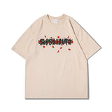 Men T-Shirt Cross Rose Print Distressed