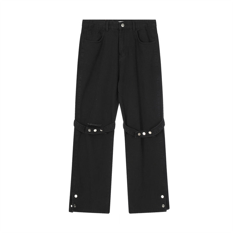 Men Jeans Metal Buttons Split Casual