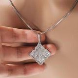 Jewelry Luxury Full Diamond Clover Pendant Female ins Wind 5A Zircon Necklace snowflake St. Valentine's Spectrum