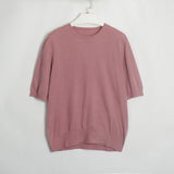Women Work Business Casual Sweaters Short Sleeve round Neck Sweater