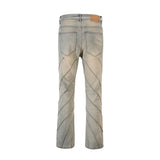 Men Jeans Topstitching Personality Design Loose