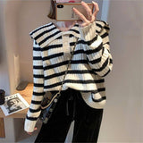 Women Pullover Sweater Stripes Slimming Sweater