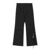 Men Jeans Pleated Stitching Workwear Casual Loose Punk
