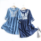 Women Dresses Loose Comfortable Denim Shirt Dress