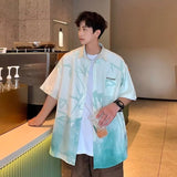 Men Shirts Summer Versatile Ink Painting Ice Silk Cool Feeling