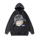 Mens Vintage Hoodie print wash jacket sweater
