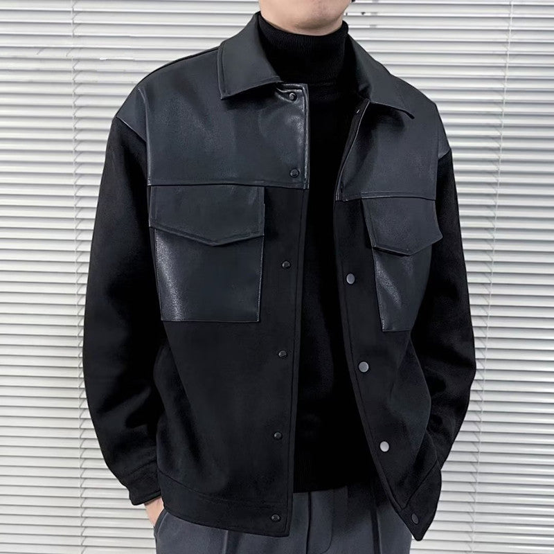 Men Cotton Coat Jacket Lamb Fur Fleece-lined