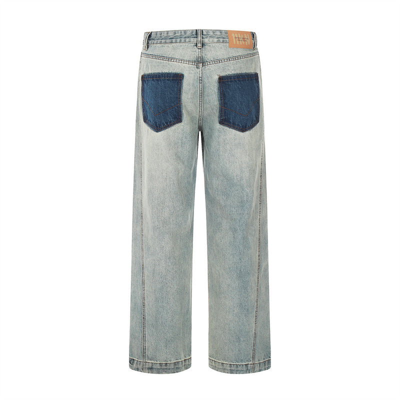 Men Jeans Stitching and Cutting Loose
