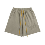 Men Shorts Embroidered Cotton Loose Summer Frayed Sports