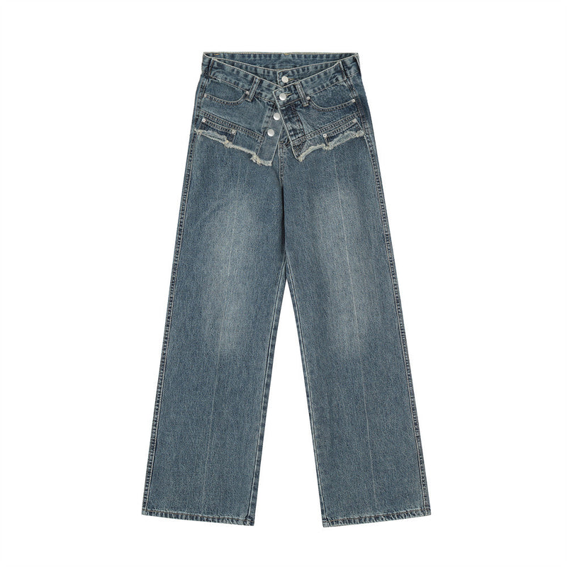 Men Jeans Stitching Hip Hop Trend Loose All-Match