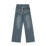 Men Jeans Stitching Hip Hop Trend Loose All-Match