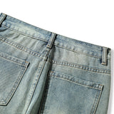 Men Jeans Retro Style Personality Design Stitching Loose Casual