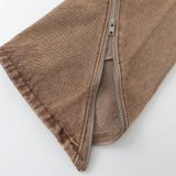 Men Jeans Distressed Stitching Zipper Decorations