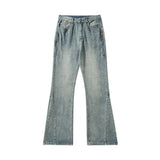 Men Jeans Flared Pants Personality Design Stitching Zipper
